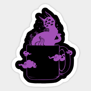 Cute Weirdcore Cat In A Coffee Tea Cup Sticker